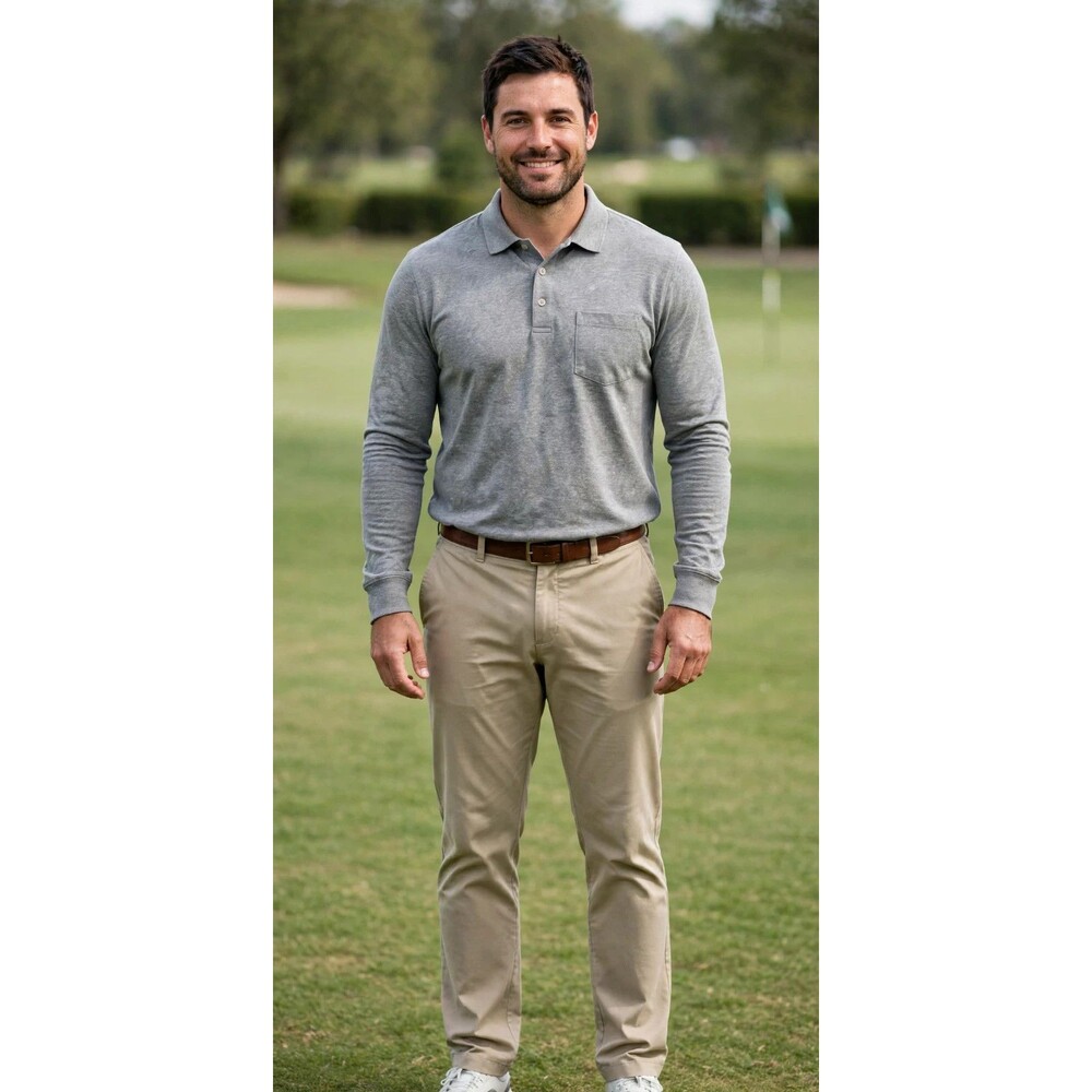 RLX Ralph Lauren Gray Long Sleeve Polo Shirt Mens XXL Golf Outdoor Sport